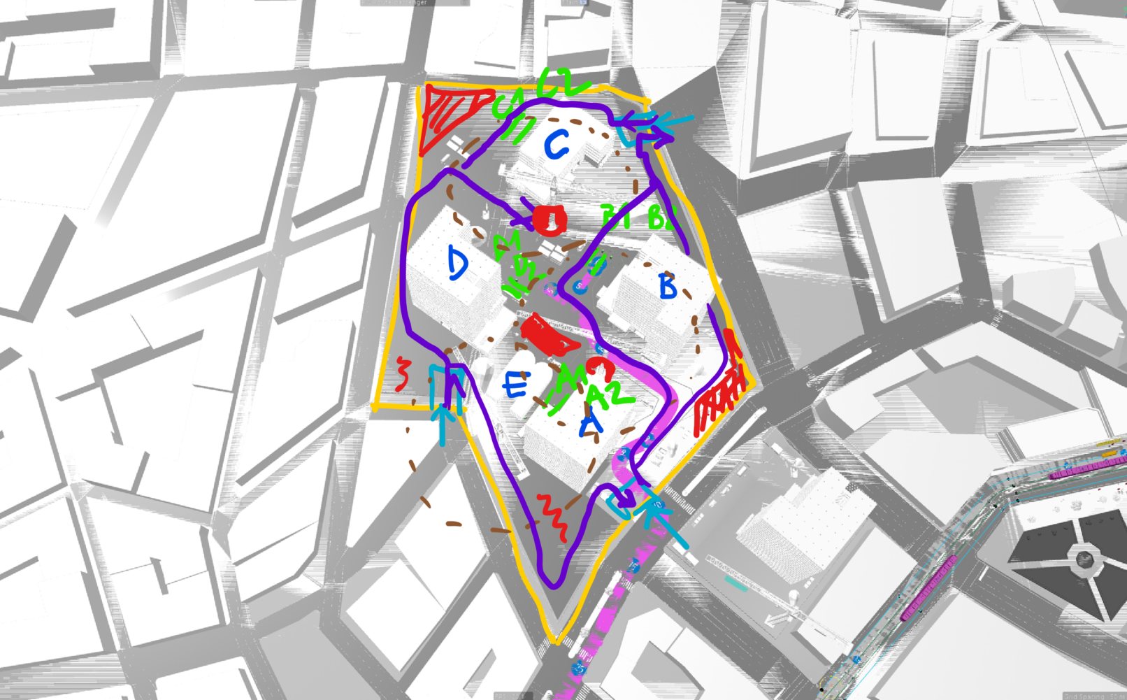 WIP sketches for story details building site