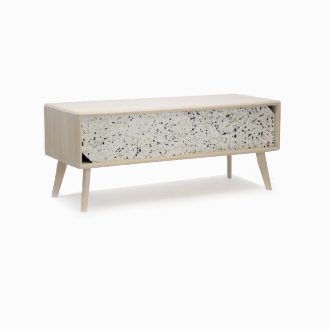 Confetti Sideboard overall view, ash wood and recycled plastic
